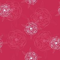 Seamless pattern with white outline peony vector