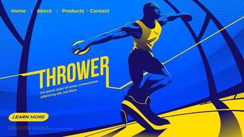 Vector illustration for ui or landing page of throwing the discus sport featuring male athlete concentrating on throwing