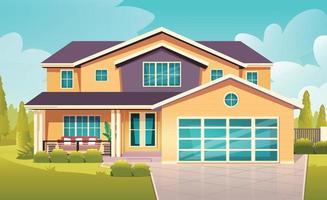 house front view vector illustration