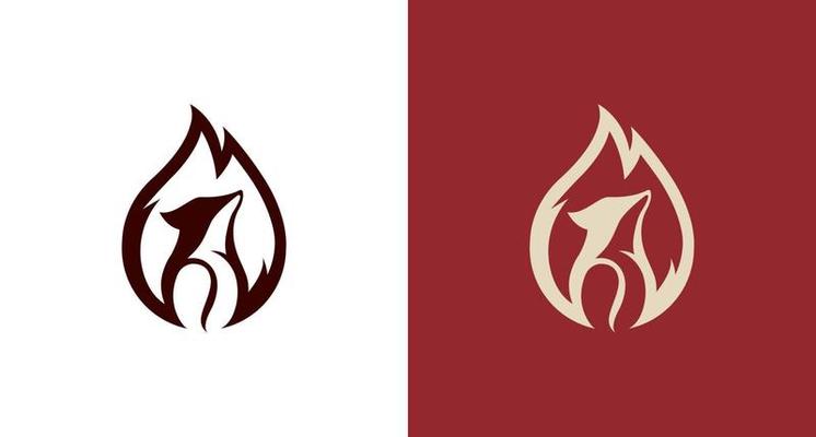 Elegant flame, wild fox, coffee logo