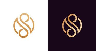 Hermoso monograma de letra ss de lujo en forma de infinito, elegante plantilla de logotipo de letra circular s y s vector