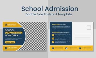 Modern professional school admission postcard template.