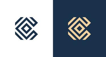 Simple abstract Letter C logo in rectangular pattern vector