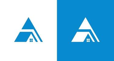 Modern triangle letter A home roof logo vector