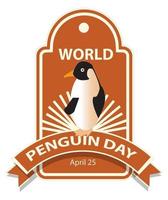 signo del día mundial del pingüino vector