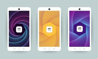 Set of colorful abstract background designs on mobile phones vector