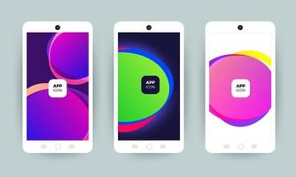 Set of colorful abstract background designs on mobile phones vector