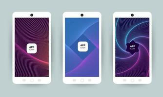 Set of colorful abstract background designs on mobile phones vector