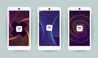 Set of colorful abstract background designs on mobile phones vector