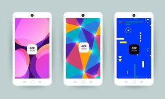 conjunto de coloridos diseños de fondo abstracto en teléfonos móviles vector