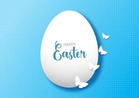 easter background with egg and butterflies vector