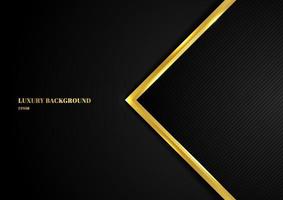 Abstract template geometric with golden border and lighting effect black background space for your text. Luxury style. vector