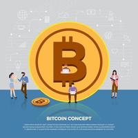 concepto de diseño plano de criptomoneda bitcoin vector