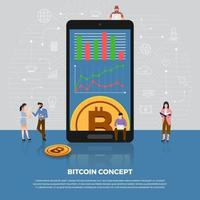 concepto de diseño plano de criptomoneda bitcoin vector