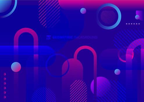 Abstract geometric circle, rounded shape blue and pink color dynamic vibrant color background. vector