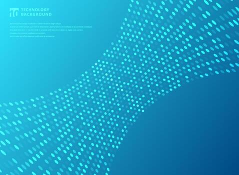 Abstract technology futuristic style dots neon pattern curve on blue background. vector