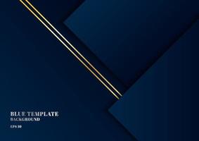 Abstract template dark blue background geometric shape with gold lines and space for your text. vector