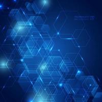 Abstract hexagon pattern with laser light on dark blue background technology futuristic communication concept innovation. vector