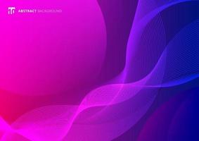 Abstract wave lines pattern on pink and blue gradient background. vector