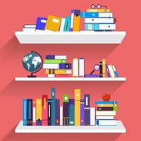 educación y aprendizaje con libros, estilo de ilustración plana vector