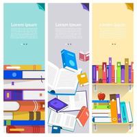 educación y aprendizaje con libros, estilo de ilustración plana vector