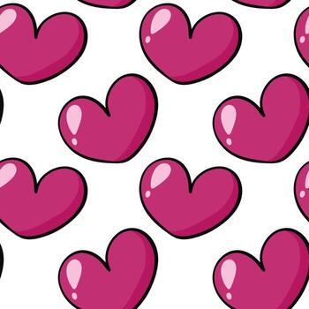 Seamless pattern with pink big hearts. Background with bright hearts, repeating continuous pattern. Template for design packaging textiles. vector