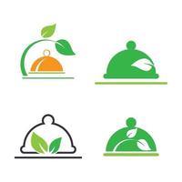 Vegetarian food logo images set vector