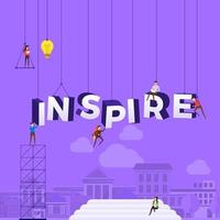 Team hard at work constructing the word INSPIRE vector