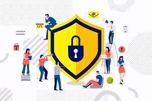 Teamwork building security technology vector