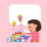 Happy kids enjoying reading and learning with books vector