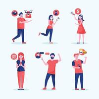 People in  Different Contactless Activity Collection vector