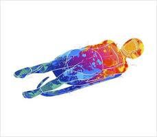 Abstract Luge sport winter sports from splash of watercolors. Vector illustration of paints