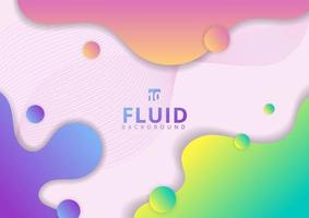 Abstract colorful fluid flow shapes circles and wave lines elements background. vector