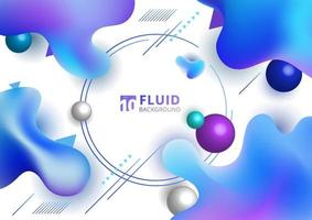 Abstract fluid blue gradient color irregular shape on white background with geometric element. vector