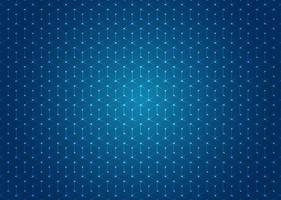 Abstract geometric hexagons shapes seamless pattern with illuminated dot on blue background.