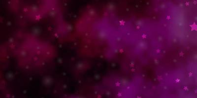 Dark Pink vector background with colorful stars.