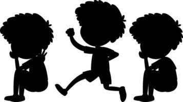 Cartoon character of kids silhouette on white background vector