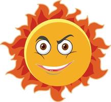 Sun cartoon character with face expression on white background vector