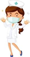 Female nurse in uniform wearing mask cartoon character vector