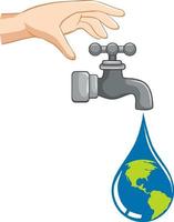 Save water concept with water dropping from tap vector