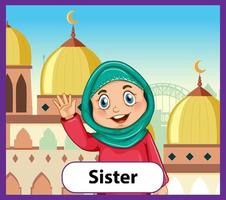 Educational English word card of sister vector