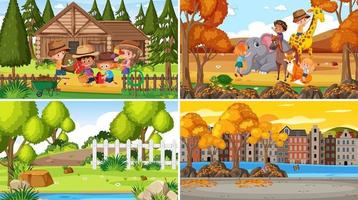 Set of different nature background scenes vector