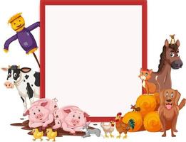 Empty banner with many farm animals vector