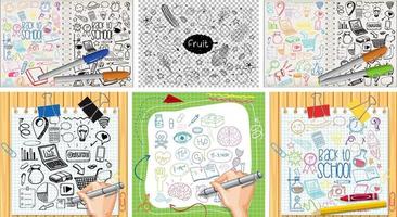 Set of colorful object and symbol hand drawn doodle vector