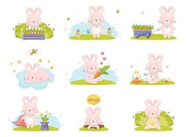 happy easter bunny set vector