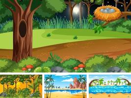 Set of different nature horizontal scenes vector