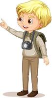 Cartoon character of a boy in camping outfits vector