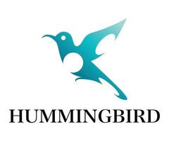 Blue symbol Vector of flying hummingbird.