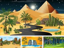 Set of different nature horizontal scenes vector