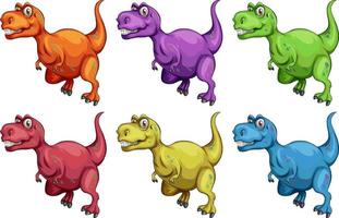 conjunto de personaje de dibujos animados de dinosaurio raptorex vector